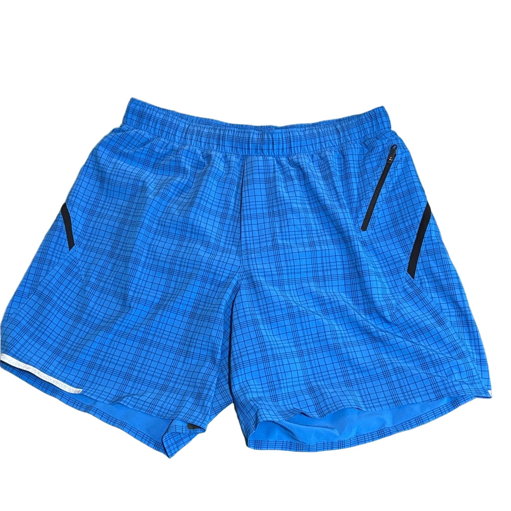 Lululemon Blue Plaid Surge Shorts Size Large
